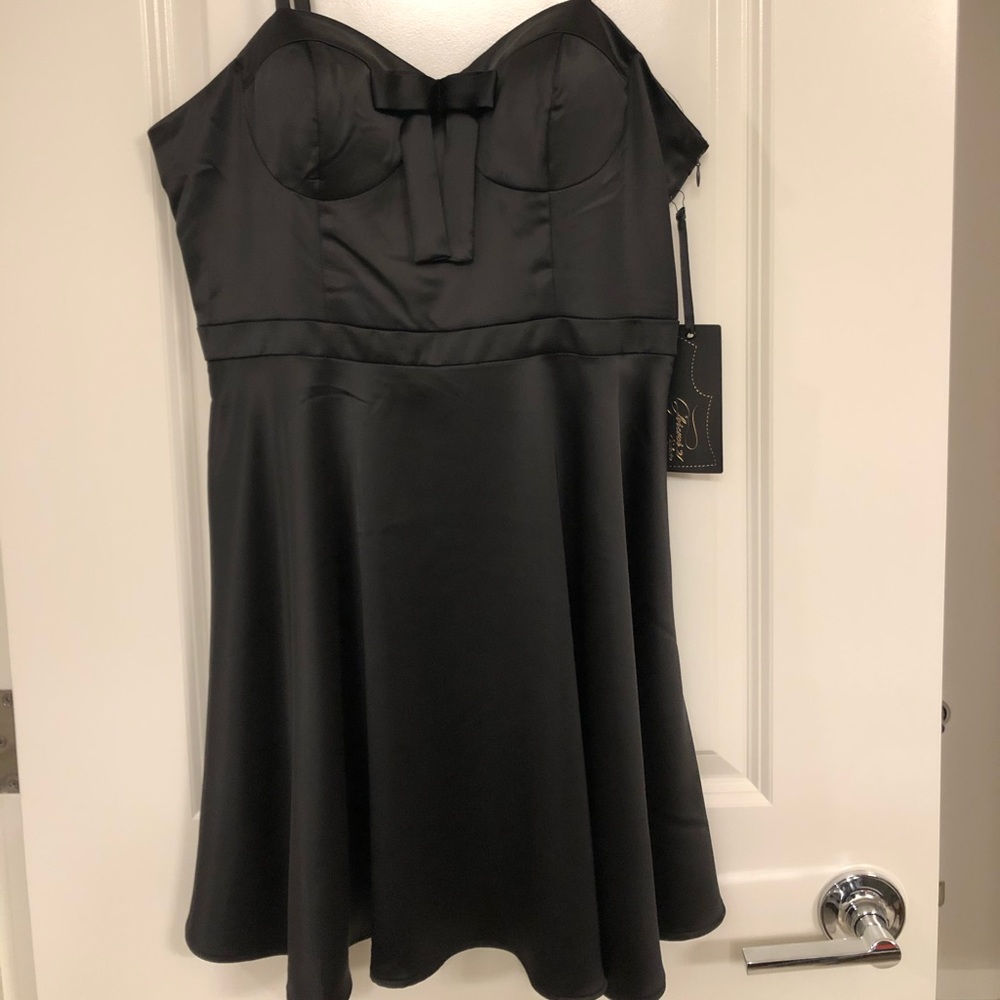 NWT Black Satin Bustier Party Dress